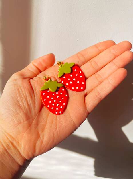 Polymer Clay Strawberry  Earrings