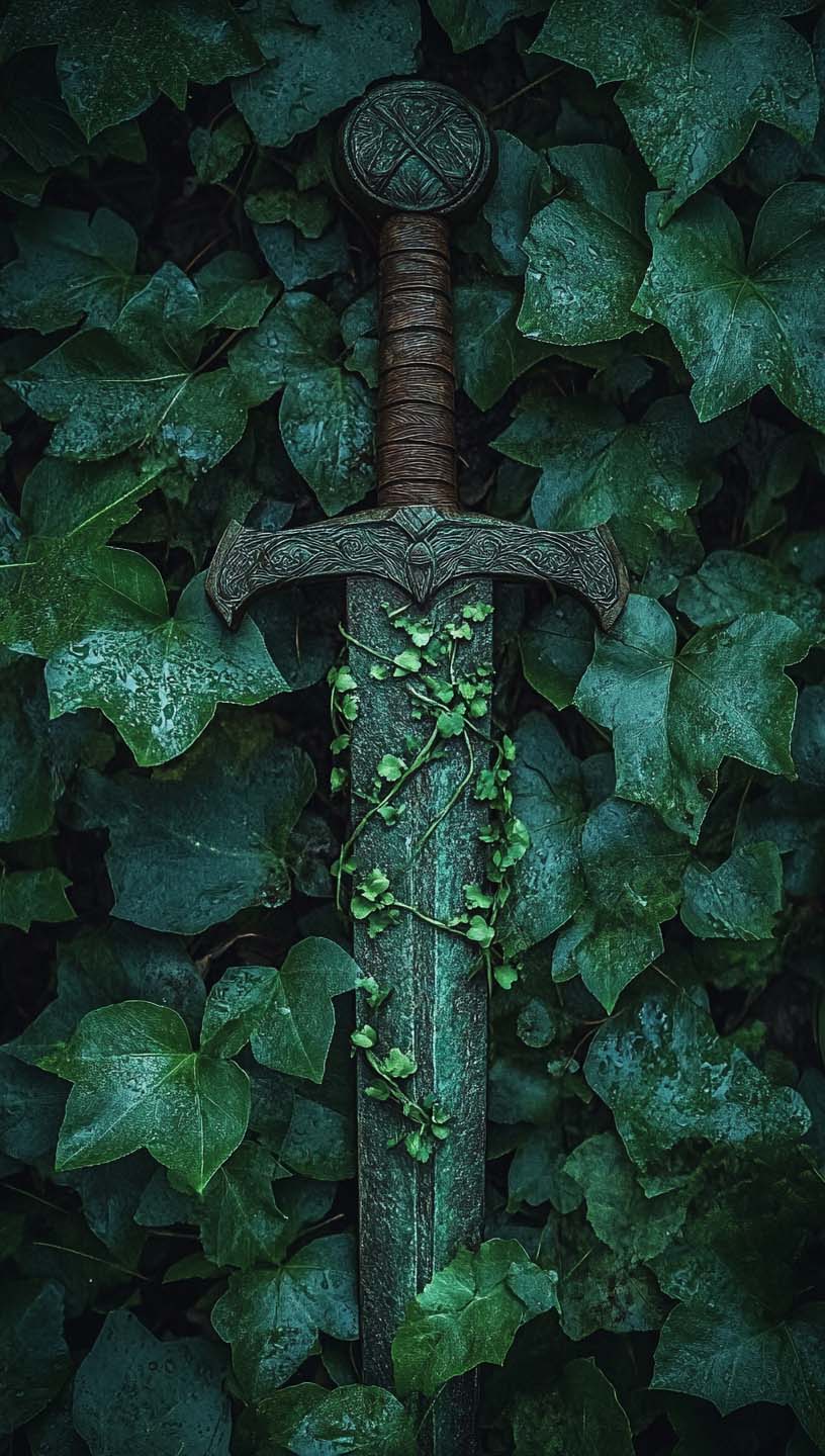 celtic fantasy mystic green sword avalon king arthur backgrund for iphne