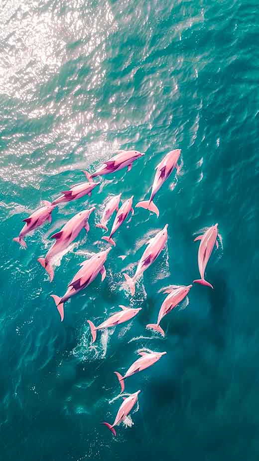pink dolphins wallpaper ocean