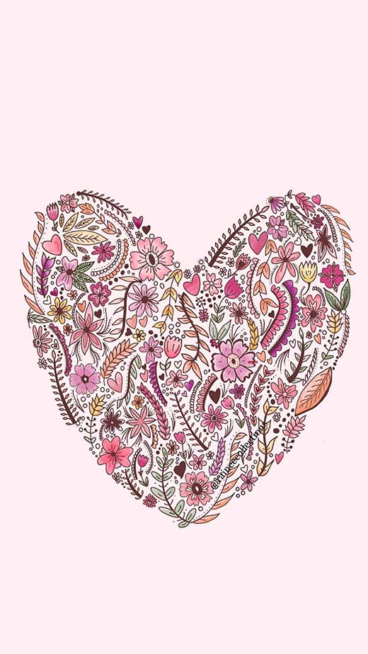 cute heart floral mothers day wallpaper