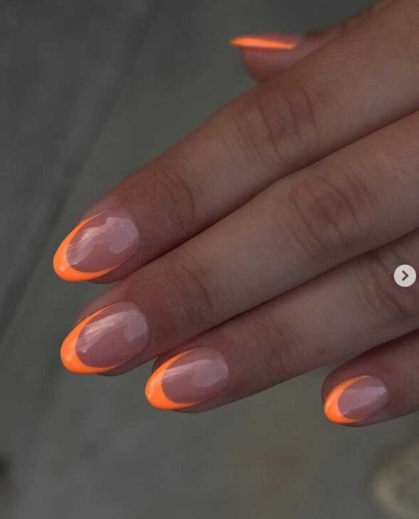 neon orange french tips summer nails