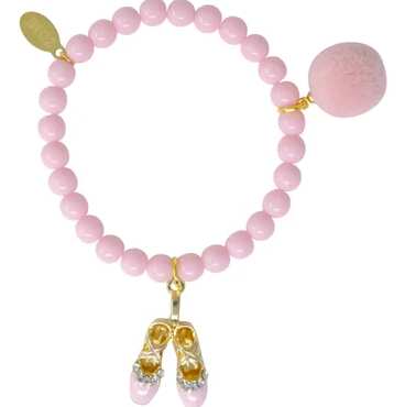 This girly bracelet with pink pointy ballet shoes charm