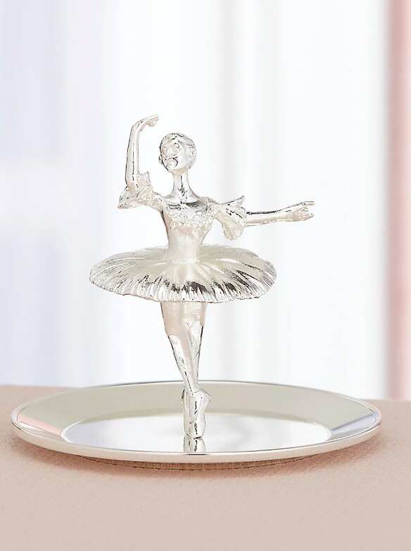 This silver-plated ballerina ring holder
