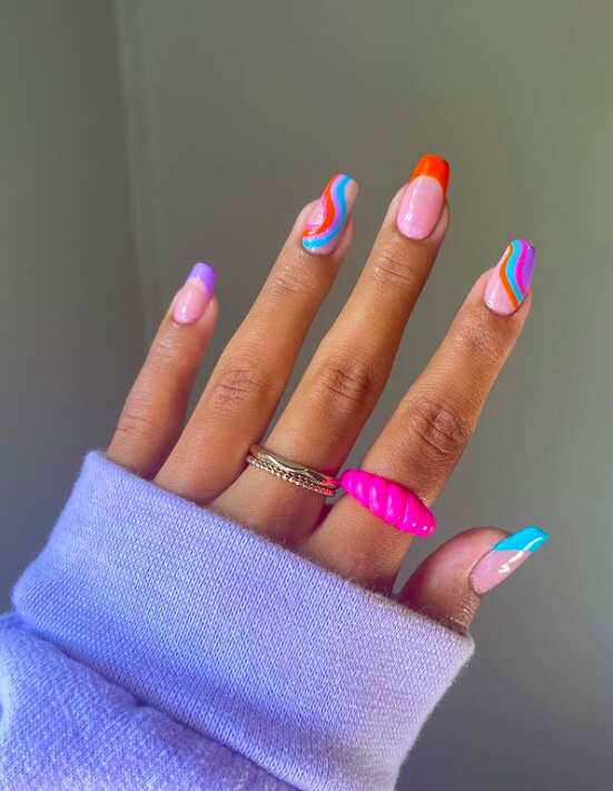 Colorful French Tip Summer Nails + Making Gel Swatch Sticks - Laura Jade  Prado