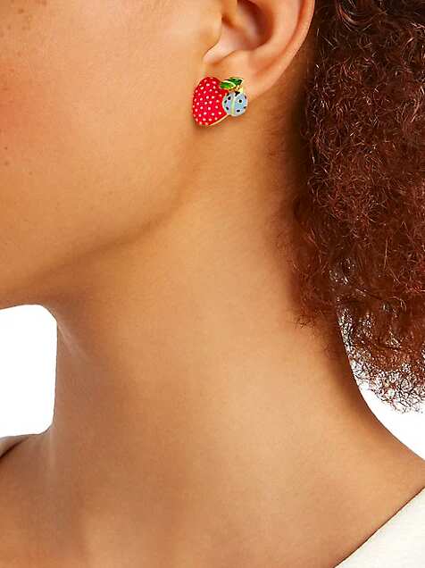 Cottagecore Strawberry and Ladybug earrings