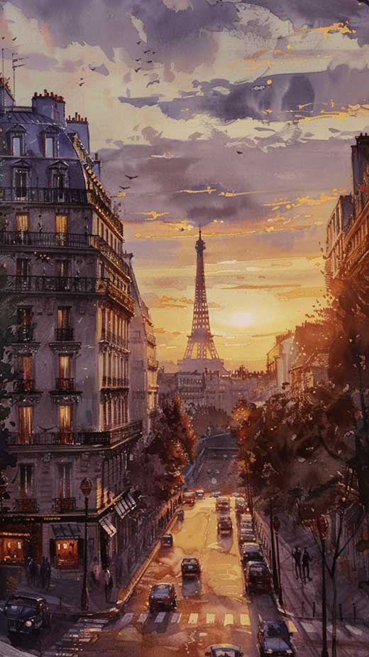 paris sunset wallpaper