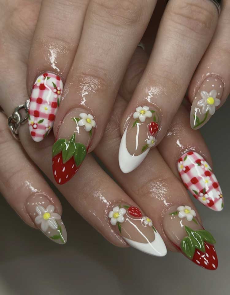 45 Strawberry Nails Art & Design For A Sweet Manicure
