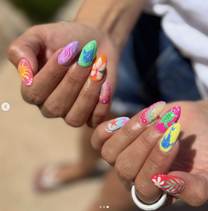 colorful tropical nails