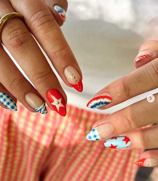 cool, cute aesthetic 4th of july summer nails