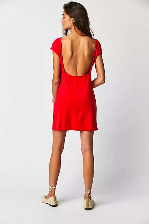 Low-Back Mini Red Dress For Summer
