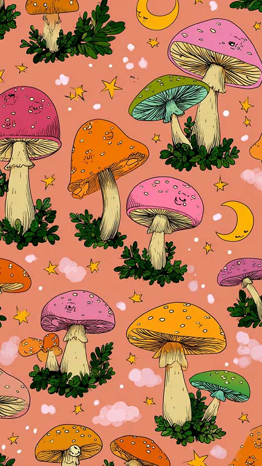 trippy cool indie mushroom phone wallpaper