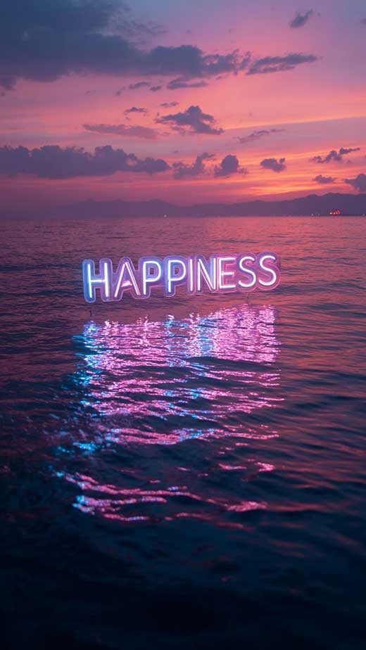 happiness quote aesthetic neon wallpaper