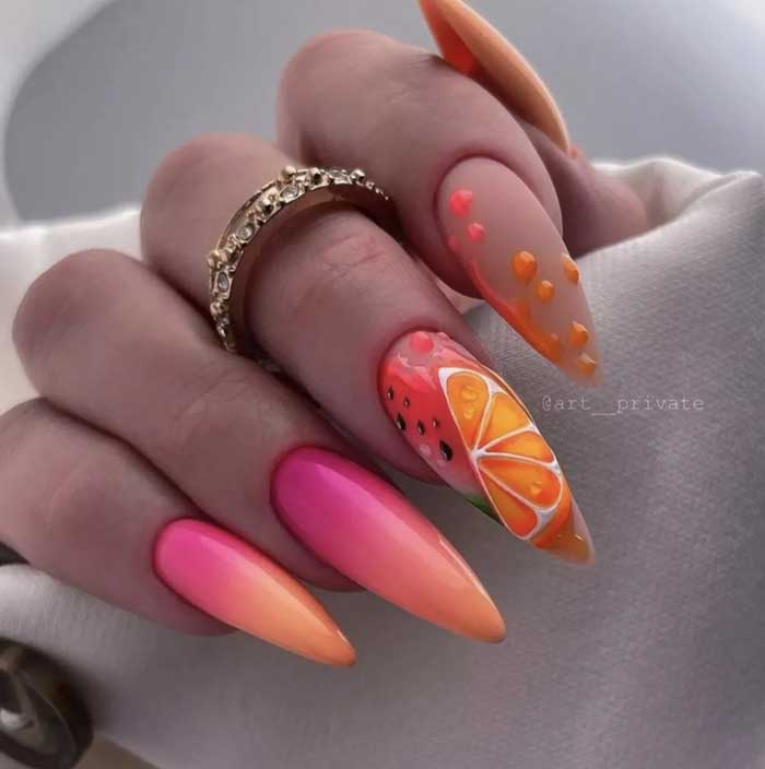 bright colors tropical nails