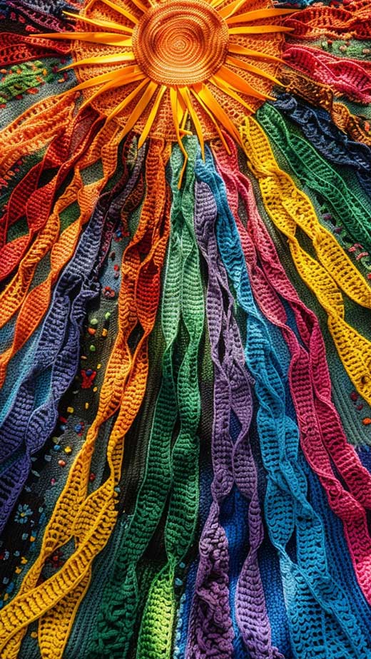 crochet artistic colorful sun wallpaper