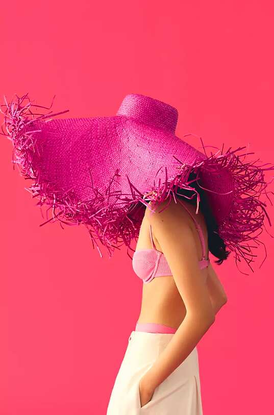 Hot Pink Huge Floppy Straw Hat