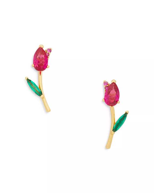 Hot Pink Tulip Stud Earrings