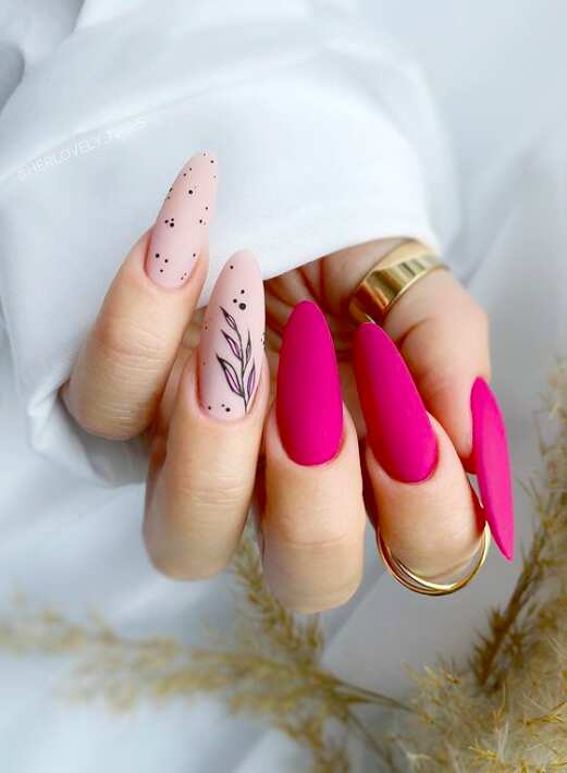 Summer Hot Pink Nails With Fine Lines | Magenta nails, Pretty nails, Pink  tip nails