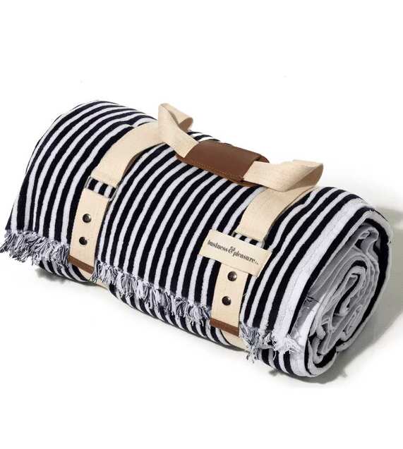 Luxury Striped Beach Towel With Handles and Umbrella Hole