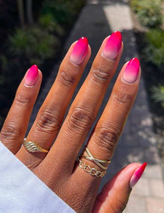 pink and red short ombre nails designs
