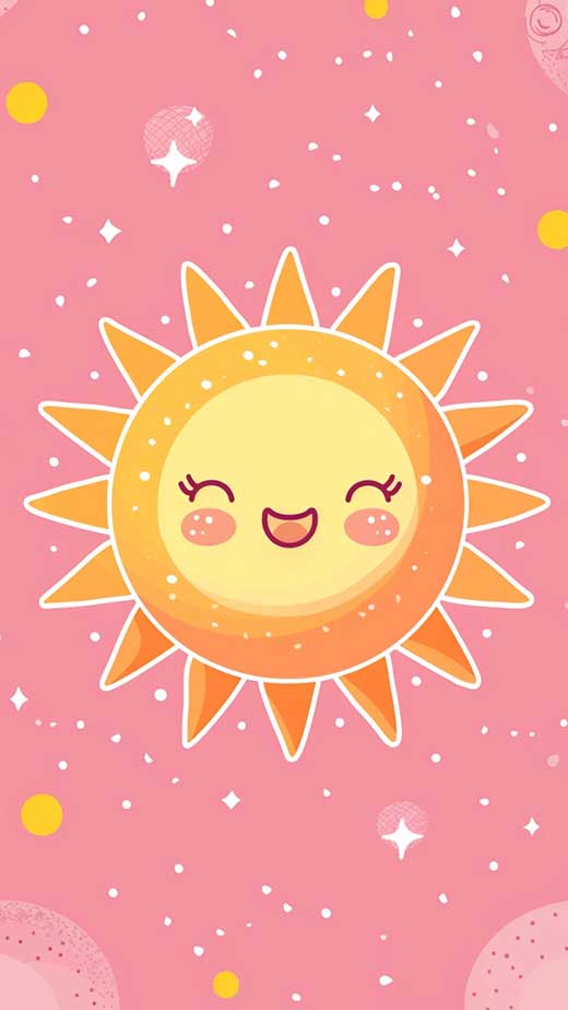 cute kawaii pink sun wallpaper for iphone