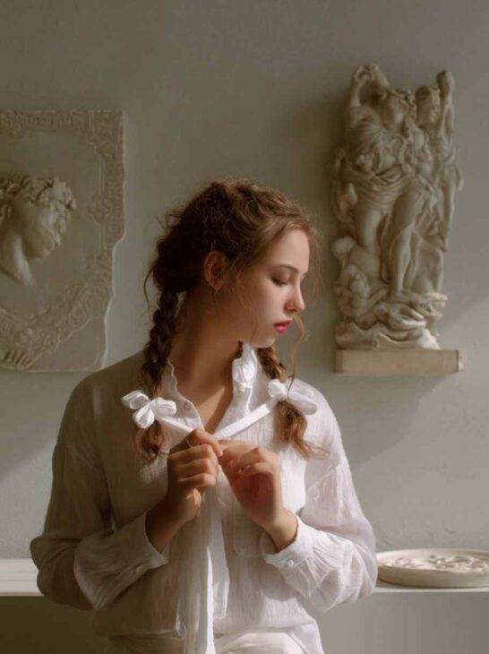 two braids aesthetic light academia hairstyle