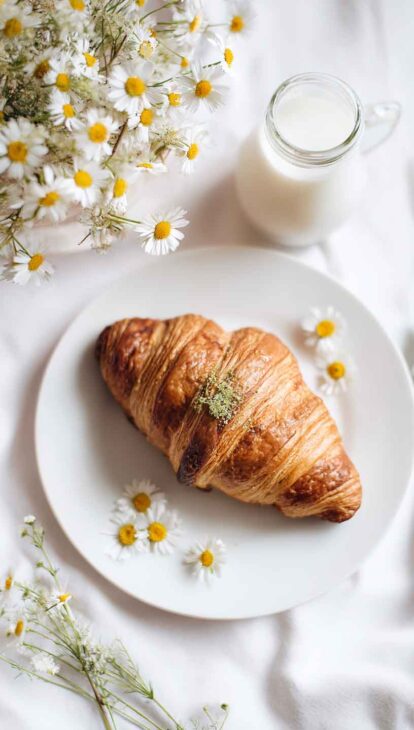 aesthetic daisy and croissant