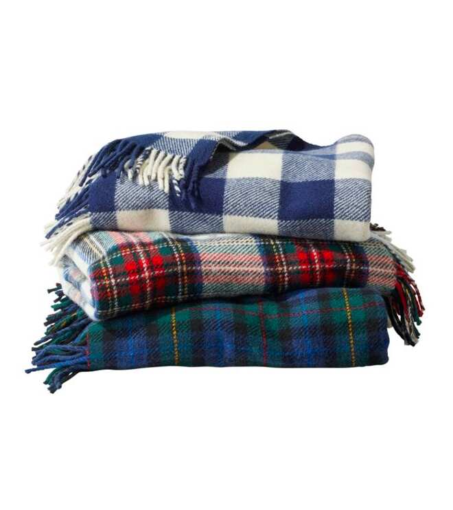 Checkered Wool Throw Blanket