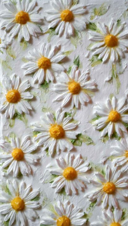 white and yellow minimal daisy phone wallpaper