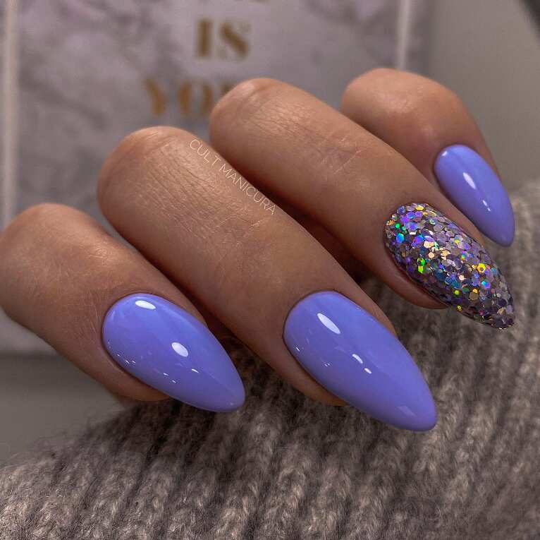 lavender glitter nail design