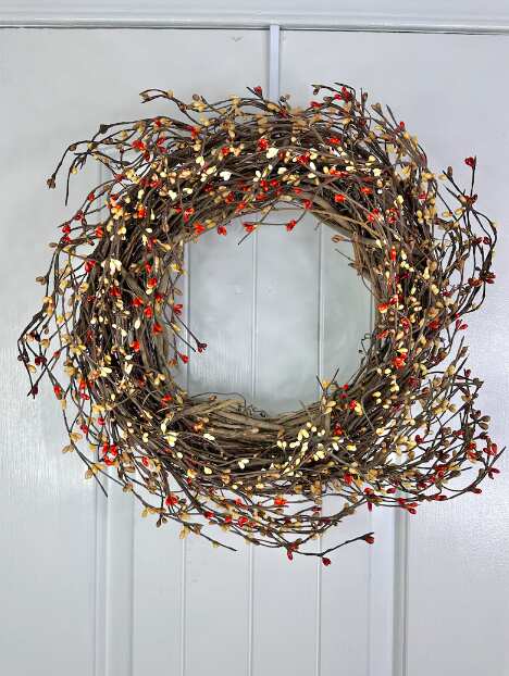 Fall Grapevine Wreath With Pip Berries & Large Berries  | 14"