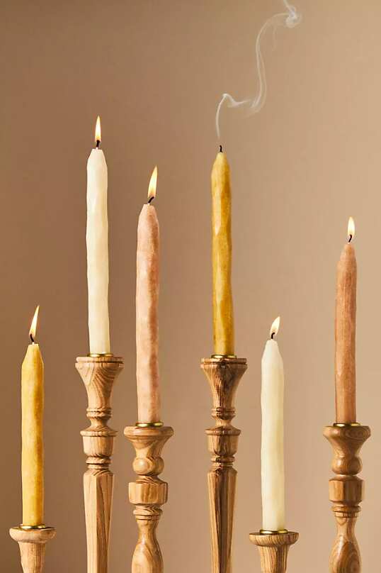 Whittled Taper Candles Pack of 6