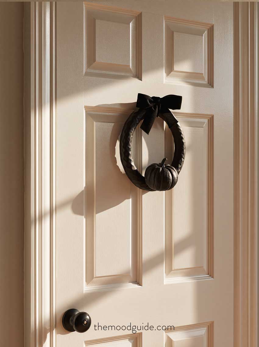 black minimal elegant hoop fall wreath