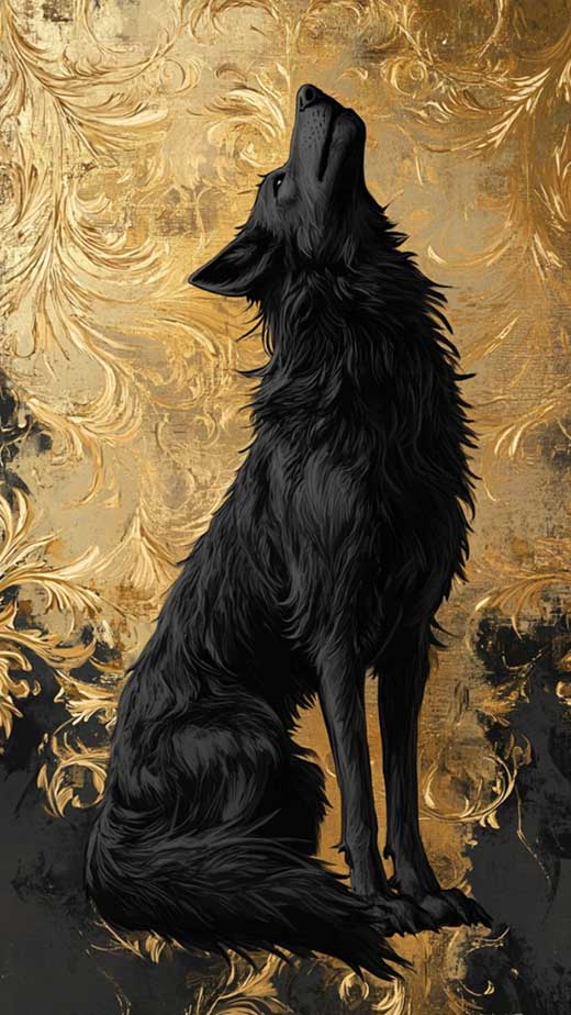 4k hd black wolf with gold wallpaper for iphone