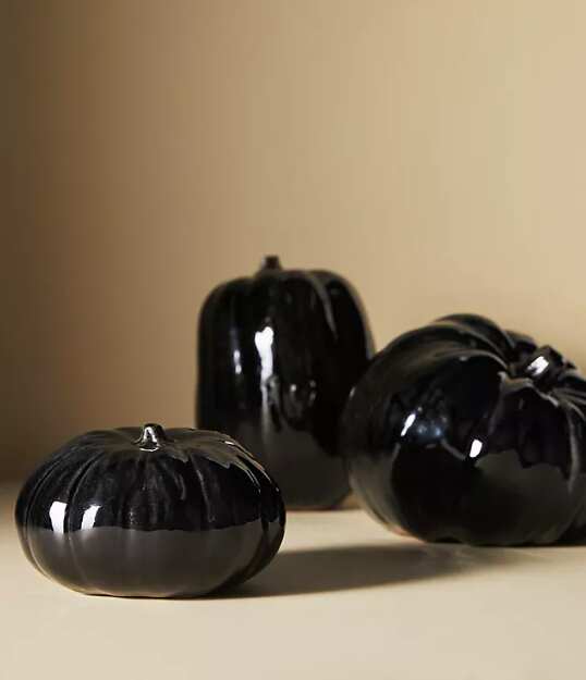 Black Glossy Pumpkin Decorative Objects