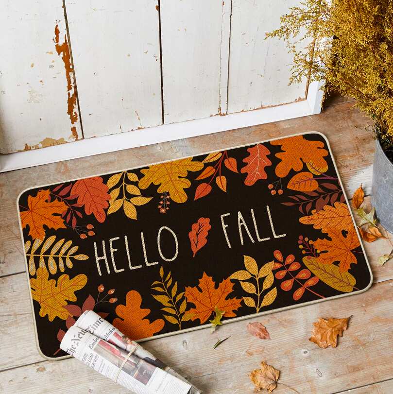 Hello Fall Black Doormat