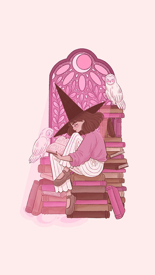 cute pink witchy wallpaper iphone