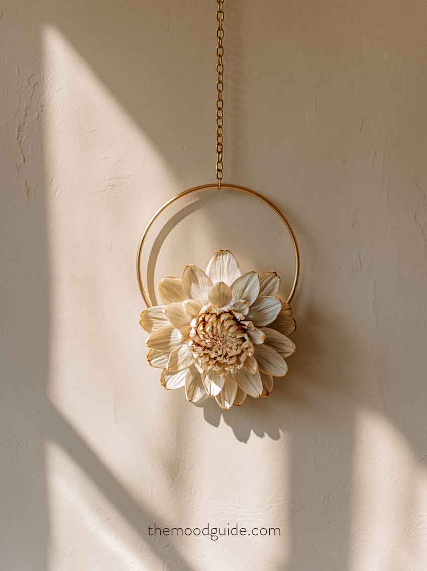 metal hoop with dried flower high end fall wreath diy