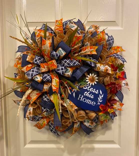 Ribbon Fall Wreath For Front Door  | 24"