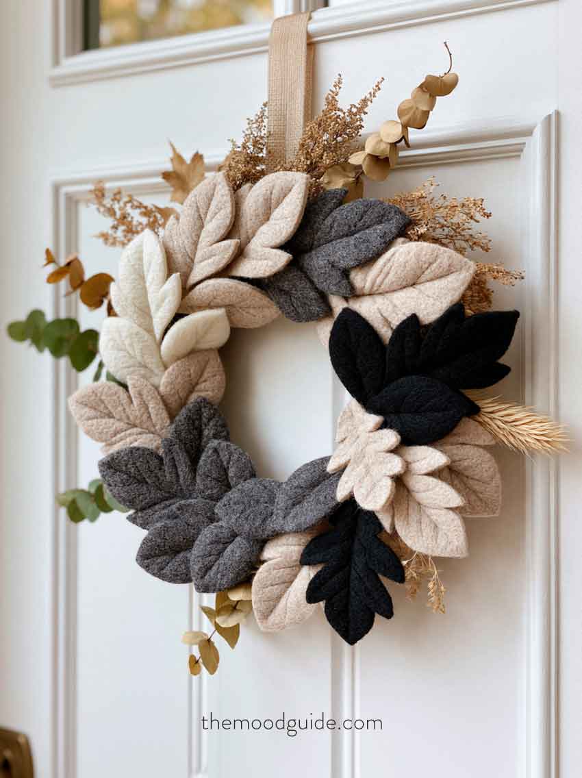 modern felt handmade fall wreath