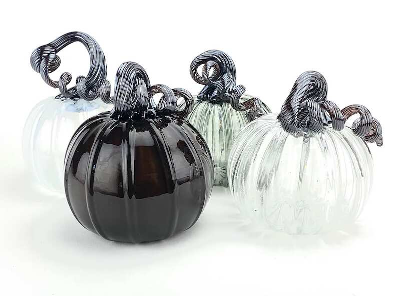 Grey Scale Transparent Glass Pumpkins