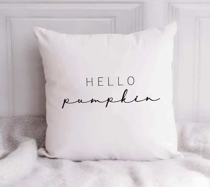Minimalist Hello Pumpkin Cotton Pillow Cover