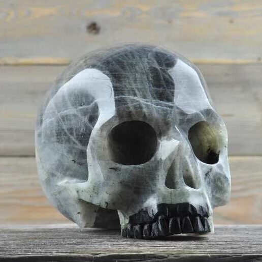 Labradorite Crystal Human Skull Decor
