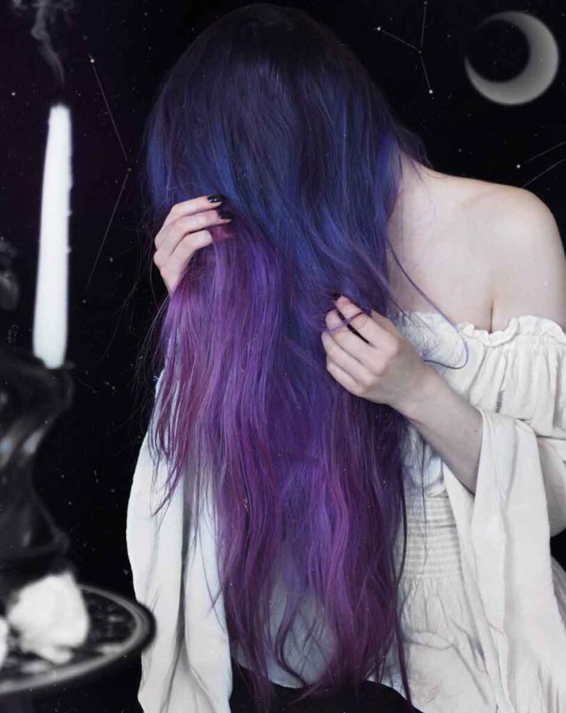 witchy hairstyle purple hair