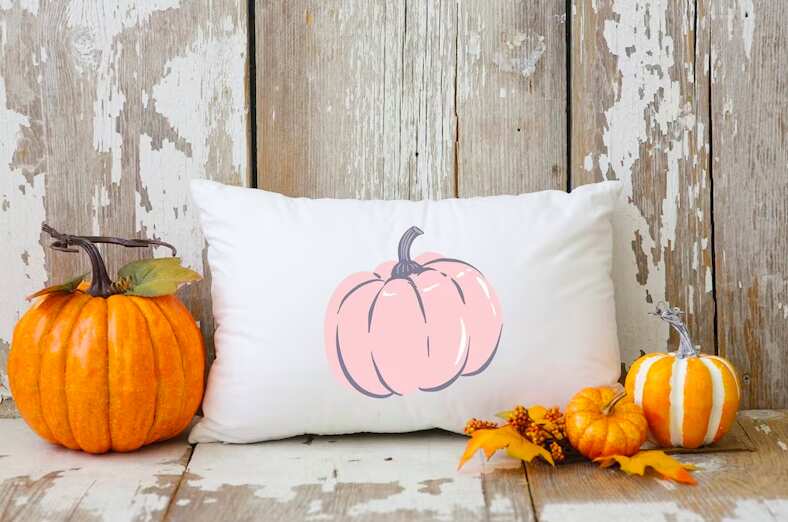 Pink Pumpkin Lumbar Pillow