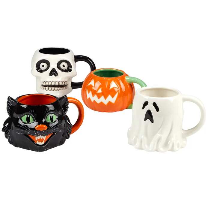 Halloween Shaped Mugs, Set of 4