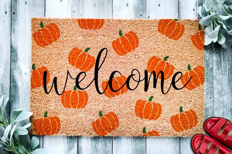 Welcome Pumpkins Fall Doormat