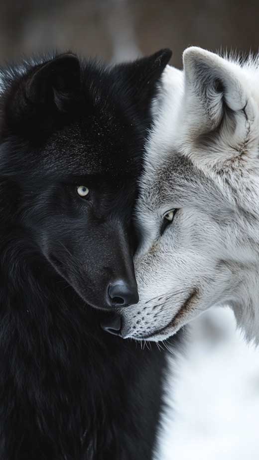 black and white couple wolves wolf aesthetic wallpaper for iphone