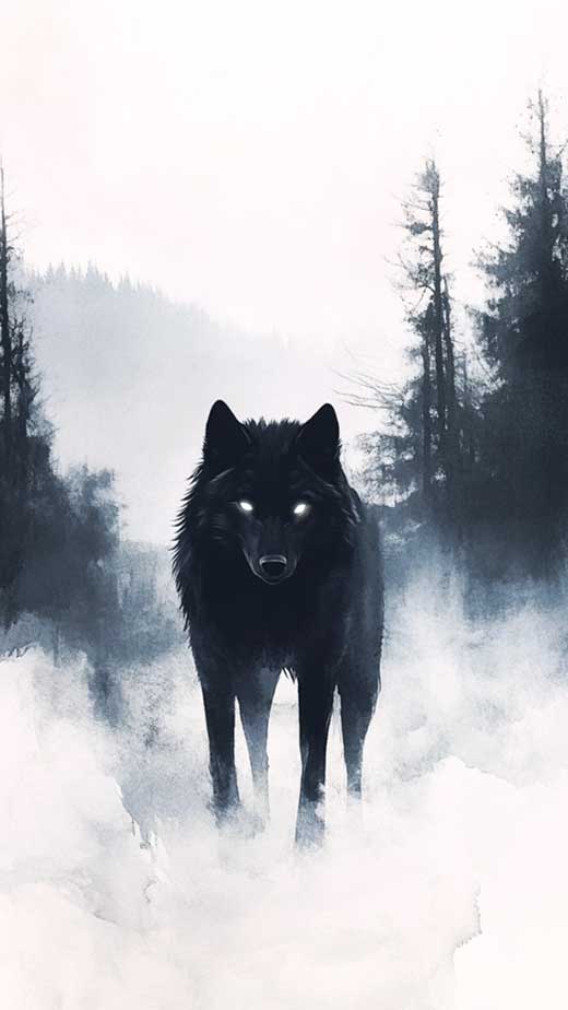 aesthetic minimal alpha black wolf 4k wallpaper for iphone