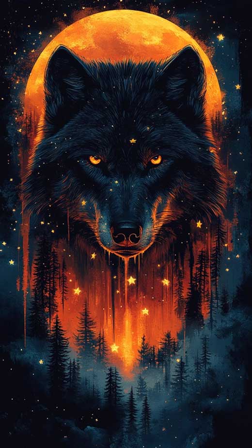 beautiful black wolf phone wallpaper