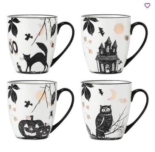 Lenox Vintage Haunted Halloween Mugs, Set of 4, Assorted